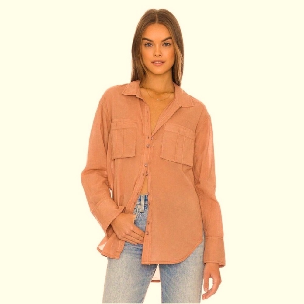 NWT Free People We the Free Sheer Luck Cotton Button Up Shirt